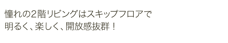 憧れの2階リビングはスキップフロアで明るく、楽しく、開放感抜群！